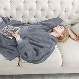 Unisex Heated Hooded Blanket Wearable Blanket Hoodie Gray