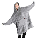 Unisex Heated Hooded Blanket Wearable Blanket Hoodie Gray