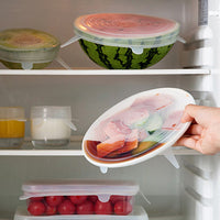 6Pcs Reusable Silicone Food Covers Adjustable Food Fresh Keeping Wrap Stretch Seal Lids Bowl Cover Food Saver