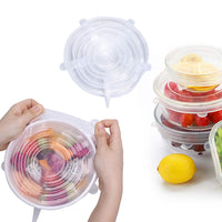 6Pcs Reusable Silicone Food Covers Adjustable Food Fresh Keeping Wrap Stretch Seal Lids Bowl Cover Food Saver