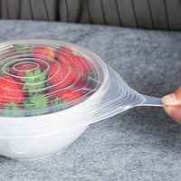 6Pcs Reusable Silicone Food Covers Adjustable Food Fresh Keeping Wrap Stretch Seal Lids Bowl Cover Food Saver