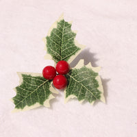 60 Pcs Artificial Holly Berries With Green Leaves