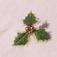 60 Pcs Artificial Holly Berries With Green Leaves