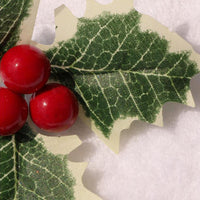 60 Pcs Artificial Holly Berries With Green Leaves