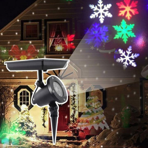 Christmas Snowflake Projector Light Solar Snowflake Projector Light Christmas Party Decoration Outdoor Waterproof Landscape Projection Light