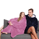 Unisex Warm Oversized Fleece Hoodie Blanket Sweatshirt Hooded with Pocket Pink