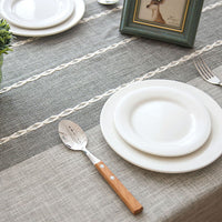 Square Table Cloth Cotton Linen Wrinkle Free Anti-Fading 140x140cm Gray