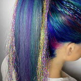 10 Pcs Sparkling Shiny Hair Tinsel Extensions Colorful Hair Tinsel Glitter Hair for Party-Style 1