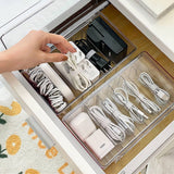 6 Compartments Data Cable Management Box Power Cord Organizer Box Charger Storage Box with Lid Clear