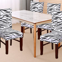 Zebra Printed Stretch Dining Chair Covers Removable Soft Chair Protector Dining Chair Slipcovers Home Decor for Home Kitchen Hotel Party Wedding Dining Room