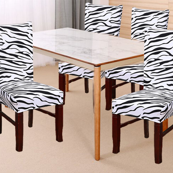 Zebra Printed Stretch Dining Chair Covers Removable Soft Chair Protector Dining Chair Slipcovers Home Decor for Home Kitchen Hotel Party Wedding Dining Room