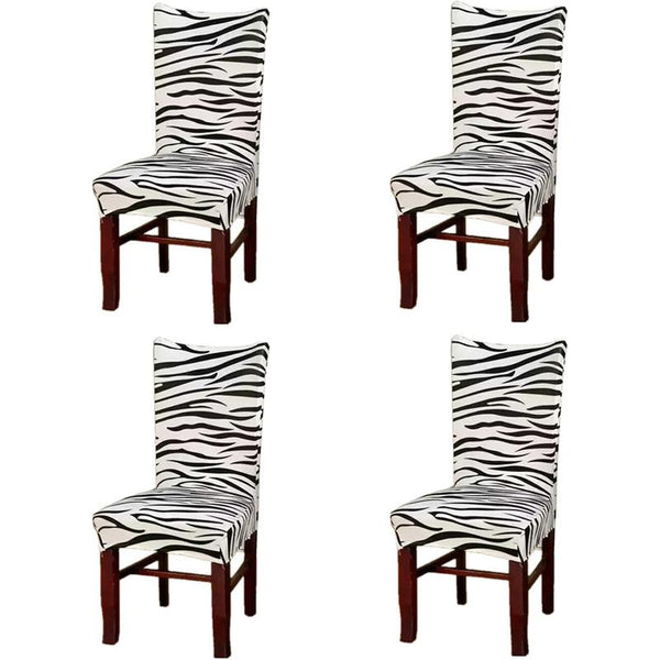 Zebra Printed Stretch Dining Chair Covers Removable Soft Chair Protector Dining Chair Slipcovers Home Decor for Home Kitchen Hotel Party Wedding Dining Room