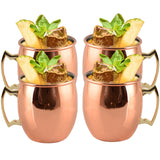4 X Smooth Texture Moscow Mule Stainless Steel Copper Finished Mugs Ice Cold Drinking Cups