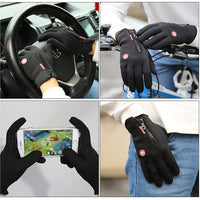 Unisex Touch Screen Windproof Waterproof Warm Sport Gloves Black