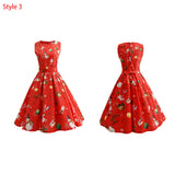 Women's?Christmas Sleeveless Christmas Printed A-Line Swing Dress-Red Bell