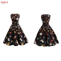 Women's?Christmas Sleeveless Christmas Printed A-Line Swing Dress-Black Bell