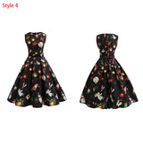 Women's?Christmas Sleeveless Christmas Printed A-Line Swing Dress-Black Bell
