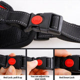 Adjustable Extra Large Dog Harness Reflective Breathable Pet Vest-Red