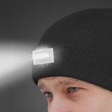 Unisex Battery Operated LED Beanie Winter Warm Knit Hat Head Light HeadlampTorch