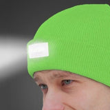 Unisex Battery Operated LED Beanie Winter Warm Knit Hat Head Light HeadlampTorch