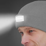 Unisex Battery Operated LED Beanie Winter Warm Knit Hat Head Light HeadlampTorch