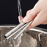 Reusable Stainless Steel Straight Drinking Straws With Brush
