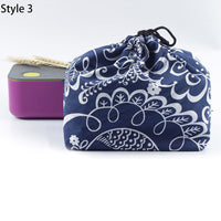Canvas Lunch Bag Japanese Style Lunch Bags Drawstring Picnic Bag Reusable Food Storage Bags