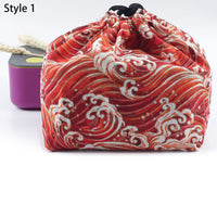 Canvas Lunch Bag Japanese Style Lunch Bags Drawstring Picnic Bag Reusable Food Storage Bags