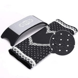 Nail Art Hand Cushion and Manicure Silicone Mat Set Black