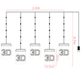 5-Piece Set 3D Christmas Window Hanging LED Lights