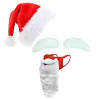 Santa Claus Hat and Beard Face Cover Kit Christmas Facial Scarf Cosplay Party Costume