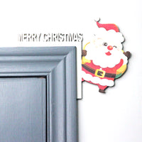 Christmas Door Corner Decoration Wooden Door Frame Santa Elk Decoration Style 1