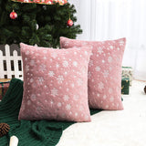 2-Piece Set Snowflakes Printed Pillow Case Throw Pillow Covers Pink