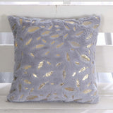 2-Piece Set Soft Gold Leaves Printed Cushion Covers Throw Pillow Cases Gray