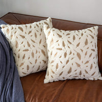 2-Piece Set Soft Gold Leaves Printed Cushion Covers Throw Pillow Cases Beige
