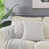 2-Piece Set Soft Gold Leaves Printed Cushion Covers Throw Pillow Cases Gray