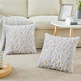 2-Piece Set Soft Gold Leaves Printed Cushion Covers Throw Pillow Cases Gray