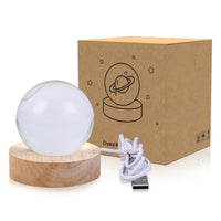 3D Glass LED Light Solar System Ball with Stand Base Style 2