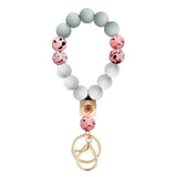 Silicone Key Ring Bracelet Women Bead Bangle Keychain Wristlet Style 1