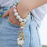 Silicone Key Ring Bracelet Women Bead Bangle Keychain Wristlet Style 1