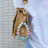 Silicone Key Ring Bracelet Women Bead Bangle Keychain Wristlet Style 1