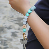 Silicone Key Ring Bracelet Women Bead Bangle Keychain Wristlet Style 2