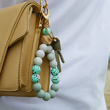 Silicone Key Ring Bracelet Women Bead Bangle Keychain Wristlet Style 2