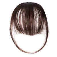 2Pcs Clip In on Bangs Fringe Fake Hair Extensions Front Neat Hair Dark Brown