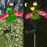 Color-Changing LED Solar Powered Lotus Flower Lights Yard Garden Decor Pink