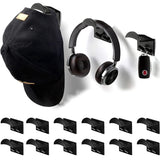Set of 12Pcs Adhesive Hat Rack Display Hooks for Wall and Door-Black