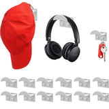 Set of 12Pcs Adhesive Hat Rack Display Hooks for Wall and Door-White