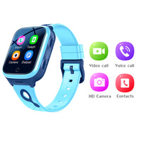 4G Kids Smart Watch SOS Video Phone Call Compatible with Android iOS-Blue