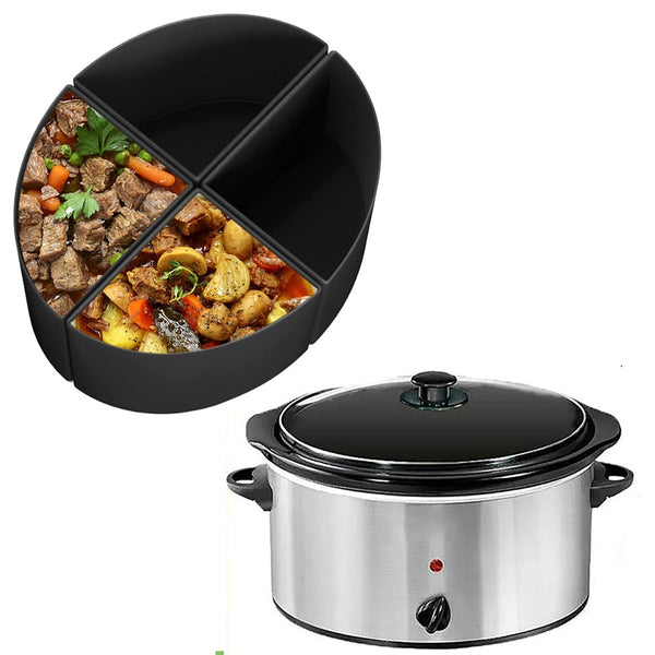 Slow Cooker Divider Liner Reusable Cooking Liner Leakproof Silicone Slow Cooker Divider for 6 Quart Pot Black