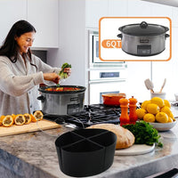 Slow Cooker Divider Liner Reusable Cooking Liner Leakproof Silicone Slow Cooker Divider for 6 Quart Pot Black